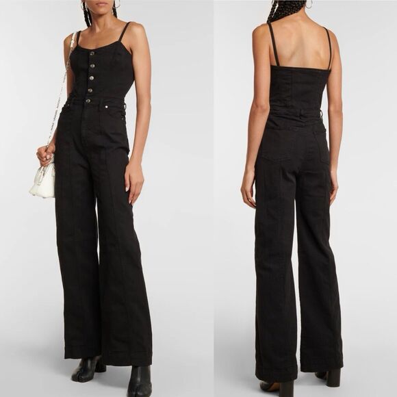 7 FOR ALL MANKIND BUSTIER JUMPSUIT IN BLACK SIZE SMALL